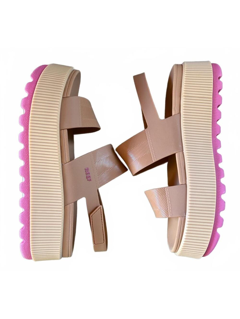 NWOB Reef Water Vista Higher Platform Sandals in Natural/Pink size 8 - Picture 4 of 9